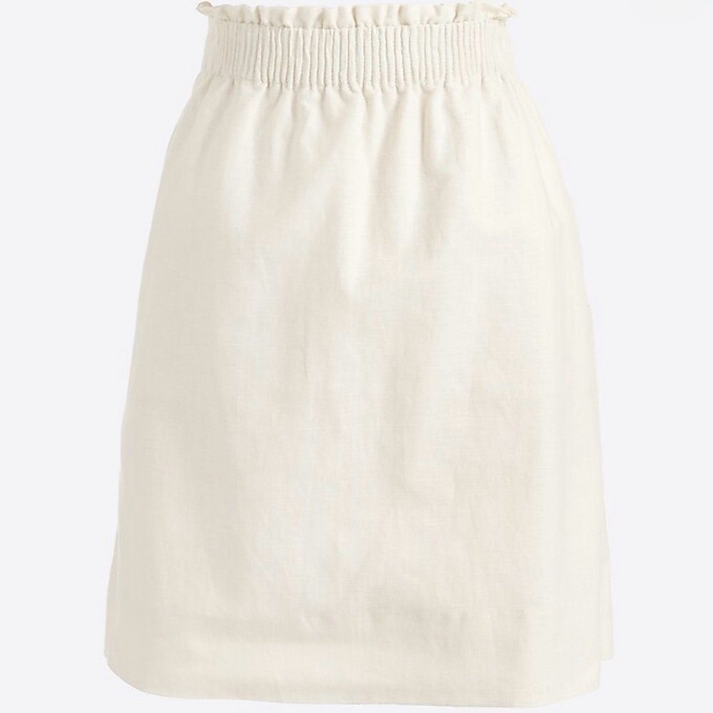J. Crew Factory Linen-Cotton Sidewalk Mini Skirt Pull-On White Sz 10